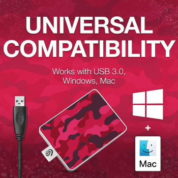 Seagate Barracuda Fast SSD, 1 TB, External Solid State Drive Portable - USB-C USB 3.0 for PC Laptop and Mac, and Three-year Rescue Services (STJM1000400)