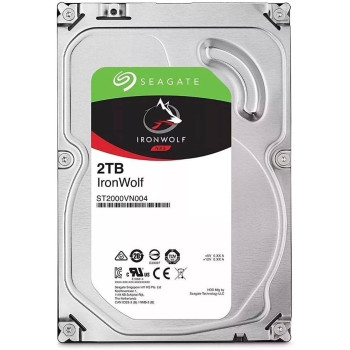 Seagate 2TB IronWolf NAS SATA 6Gb/s NCQ 64MB Cache 3.5 Inches Internal Hard Drive, 5900 Rpm, Up to 180 MB/s Data Transfer Rate, 1.0 Million Hours MTBF, ST2000VN004