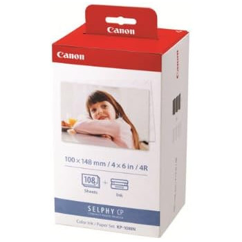 Canon KP108IP 10x15 KP-108IP Value cartridge pack - 108 Prints with Post-Card logo on reverse, CP-100 CP-200 CP-300 CP-220 CP-330 CP400 CP500 CP600 CP510 CP710