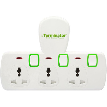 TERMINATOR 3 Way Universal Plug Sockets Extension Cords