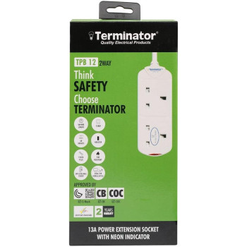 TERMINATOR Brand 2 way UK Socket Power Extension - TPB 12 5M