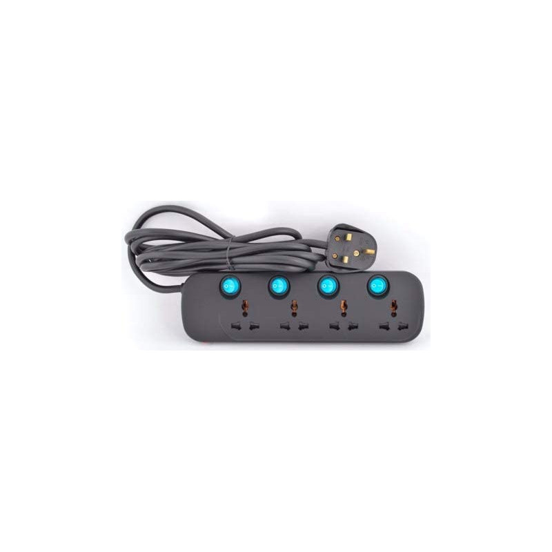 TERMINATOR 4 Way Universal Socket Power Extension Tpb 624ab-3m (Black)