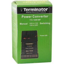 TERMINATOR Voltage Converter With Multi Travel Plug & Socket (150W) - Adjust The Volt Switch To The Supply Voltage