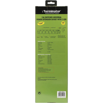 TERMINATOR 5 Way Universal Power Extension With 2 USB Option - TPB 5AU