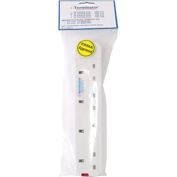 TERMINATOR 4 Way UK Power Extension Cord TPB1119 Bar 4 Gang Without Cable