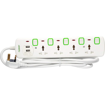TERMINATOR 4 Way Universal Power Socket With 2 USB