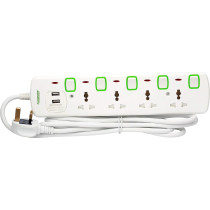 TERMINATOR 4 Way Universal Power Socket With 2 USB