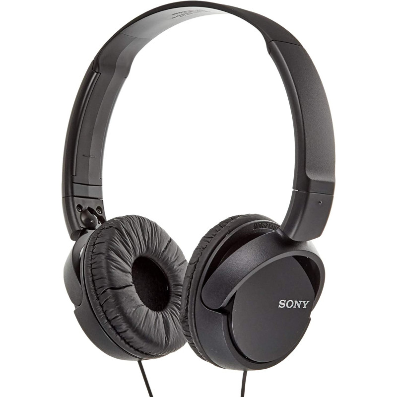 SONY MDR ZX110AP Wired On-Ear Headphones With Tangle Free Cable, 3.5 mm Jack, Headset With Mic For Phone Calls, Black, MDRZX110AP/B