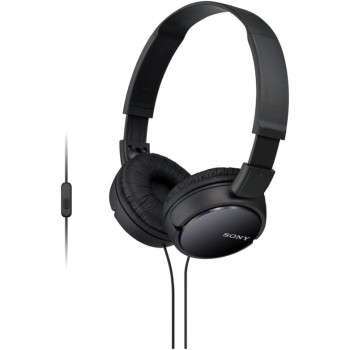 SONY MDR ZX110AP Wired On-Ear Headphones With Tangle Free Cable, 3.5 mm Jack, Headset With Mic For Phone Calls, Black, MDRZX110AP/B