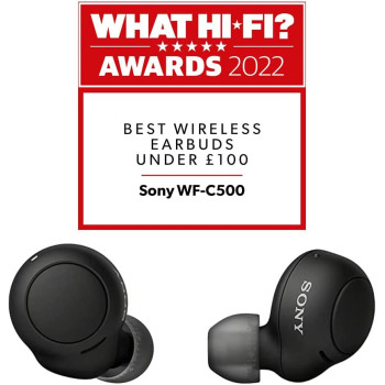 SONY WF-C500 True Wireless Headphones - Up To 20 Hours Battery Life With Charging Case - Voice Assistant Compatible - Built-In Mic For Phone Calls - Reliable Bluetooth Connection - Black