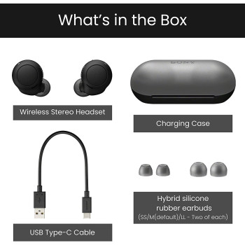 SONY WF-C500 True Wireless Headphones - Up To 20 Hours Battery Life With Charging Case - Voice Assistant Compatible - Built-In Mic For Phone Calls - Reliable Bluetooth Connection - Black