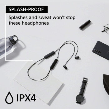 SONY WI C100 Wireless in Ear Bluetooth Headphones with Built in Microphone, Black, WIC100/B, WI-C100-Black, Small