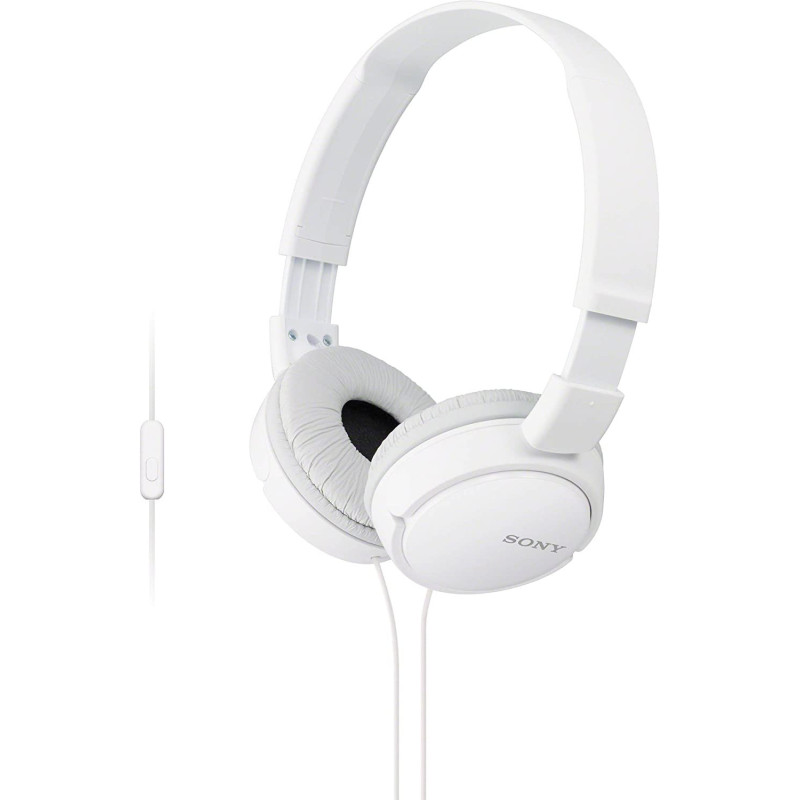 SONY MDR ZX110AP Wired On Ear Headphones With Tangle Free Cable, 3.5Mm Jack, Headset With Mic For Phone Calls, White, MDRZX110AP/W