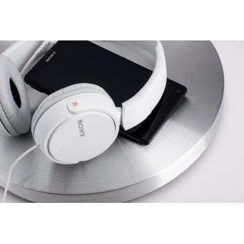 SONY MDR ZX110AP Wired On Ear Headphones With Tangle Free Cable, 3.5Mm Jack, Headset With Mic For Phone Calls, White, MDRZX110AP/W