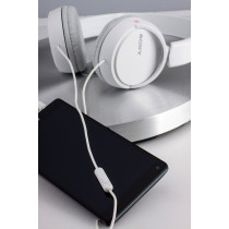 SONY MDR ZX110AP Wired On Ear Headphones With Tangle Free Cable, 3.5Mm Jack, Headset With Mic For Phone Calls, White, MDRZX110AP/W
