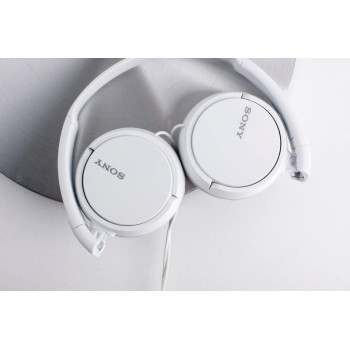 SONY MDR ZX110AP Wired On Ear Headphones With Tangle Free Cable, 3.5Mm Jack, Headset With Mic For Phone Calls, White, MDRZX110AP/W