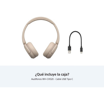 SONY WH-CH520 Wireless Bluetooth On-Ear  Headset With Mic for Phone Call, Cream
