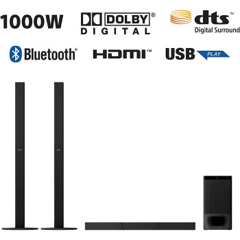 SONY HT-S700RF 1000W High Power Real 5.1 Ch Soundbar Tall Boy Rear Speakers Dolby Digital HDMI ARC Optical Input DTS Surround Sound, Black