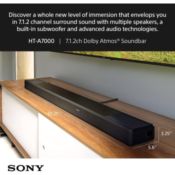 SONY HT-A7000 7.1.2ch 500W Dolby Atmos Sound Bar Surround Sound Home Theater With DTS: X And 360 Reality Audio, Works With Google Assistant