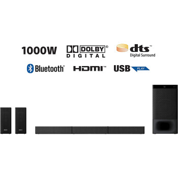 SONY HT-S500RF 1000W High Power Real 5.1 Ch Soundbar, Dolby Digital, HDMI ARC, Optical Input, DTS Surround Sound, Black