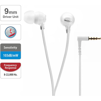 SONY MDREX15APWHITE Wired In-Ear Headphones EX-Series With Mic - White (Pack of1)