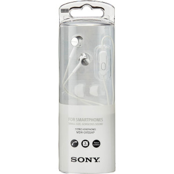 SONY Mdr-Ex155Ap Wired In-Ear Headphones With Tangle Free Cable, 3.5mm Jack, Earphone With Mic For Phone Calls, White