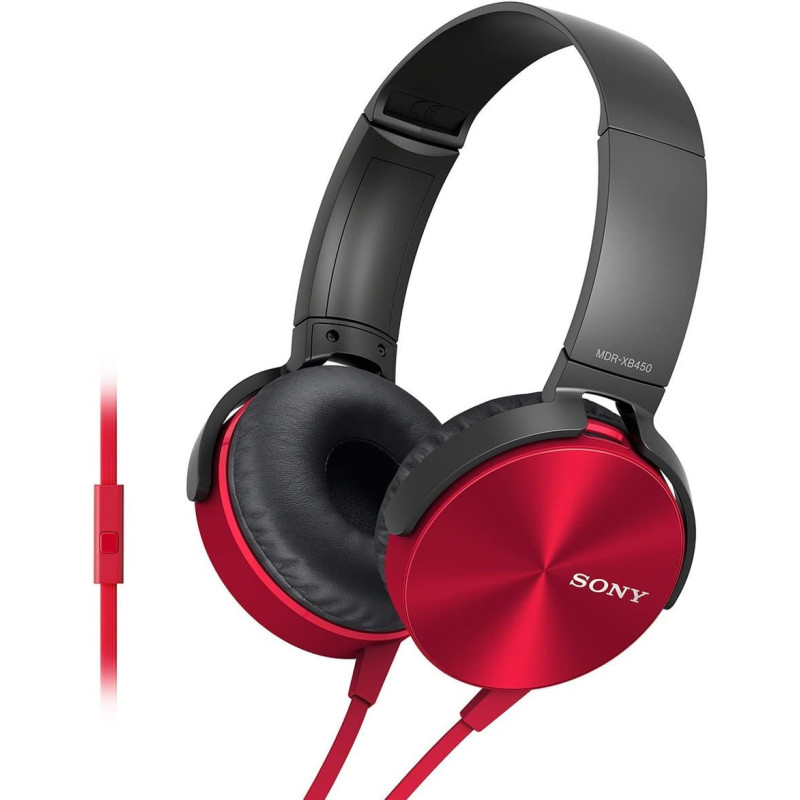 SONY Mdr-Xb450Ap On-Ear Extra Bass Headphones With Mic (Red)