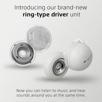 SONY LinkBuds - New Concept Open Ring Design Allows Conversations Without Removing Earbuds And To Stay Safe While Running - White