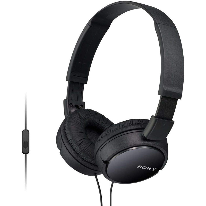 SONY MDR-ZX110AP On-ear Headphones Corded Foldable Headset, Black