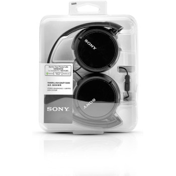 SONY MDR-ZX110AP On-ear Headphones Corded Foldable Headset, Black