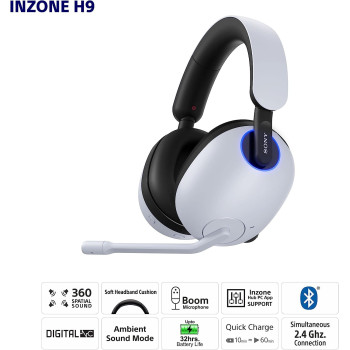 SONY INZONE H9 Wireless Noise Cancelling Gaming Headset With Boom Microphone For PC/PS5