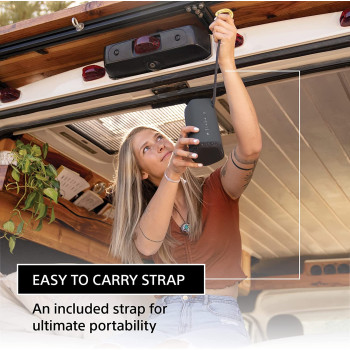 SONY SRS XE200 X Series Wireless Ultra Portable Bluetooth Speaker, IP67 Waterproof, Dustproof And Shockproof With 16 Hour Battery And Easy To Carry Strap, Black, SRSXE200/B