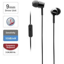 SONY MDREX155AP In-Ear Earbud Headphones/Headset With Mic For Phone Call, Black (MDR-EX155AP/B)
