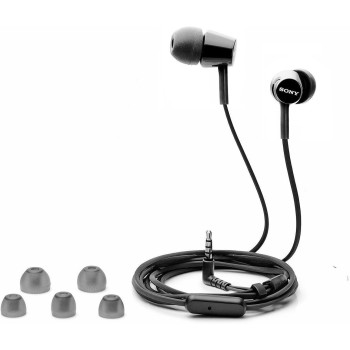 SONY MDREX155AP In-Ear Earbud Headphones/Headset With Mic For Phone Call, Black (MDR-EX155AP/B)