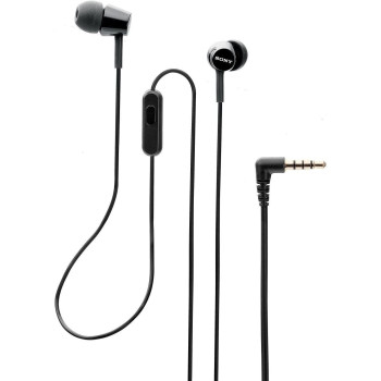 SONY MDREX155AP In-Ear Earbud Headphones/Headset With Mic For Phone Call, Black (MDR-EX155AP/B)