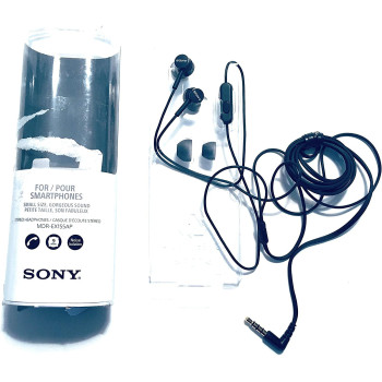 SONY MDREX155AP In-Ear Earbud Headphones/Headset With Mic For Phone Call, Black (MDR-EX155AP/B)