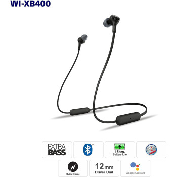 SONY WI-XB400 Wireless In-Ear Extra Bass Headset/Headphones With Mic For Phone Call, Black