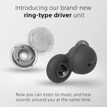 SONY LinkBuds - New Concept Open Ring Design Allows Conversations Without Removing Earbuds And To Stay Safe While Running - Grey Headphone