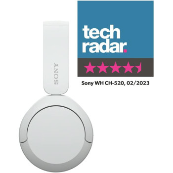 SONY WH-CH520 Wireless Bluetooth Headphones - Up To 50 Hours Battery Life With Quick Charge, On-Ear Style - White