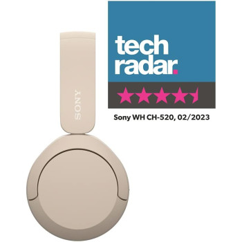 SONY WH-CH520 Wireless Bluetooth Headphones - Up To 50 Hours Battery Life With Quick Charge, On-Ear Style - Beige