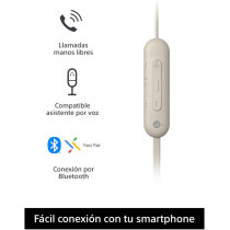 SONY WI-C100/CZ UC WI-C100 Wireless In-Ear Headphones With Neckband And Microphone For Hands Free Calling, Beige
