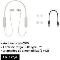SONY WI-C100/CZ UC WI-C100 Wireless In-Ear Headphones With Neckband And Microphone For Hands Free Calling, Beige