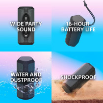 SONY SRS-XE200 - Portable Wireless Bluetooth Speaker With Wide Sound And Strap - Waterproof, Shockproof, 16 Hours Battery Life And Quick Charging - Light Grey, One Size