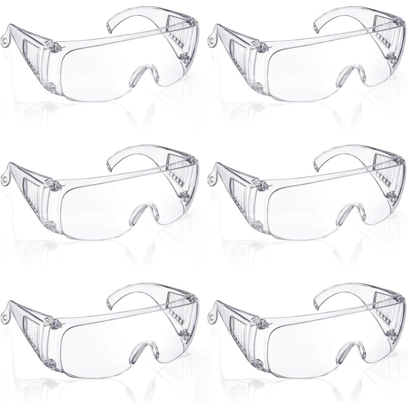Frienda Safety Goggle Glasses Clear Safety Goggles Anti-Fog Protective Polycarbonate Eyewear With Impact Resistant Lens For Construction Laboratory Outdoor Work Eye Protection (6 Pairs)