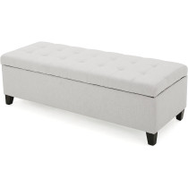 Christopher Knight Home Mission Fabric Storage Ottoman, Light Grey