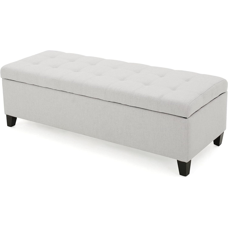 Christopher Knight Home Mission Fabric Storage Ottoman, Light Grey