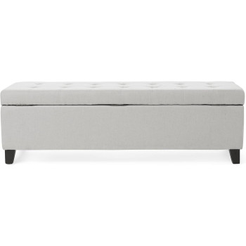 Christopher Knight Home Mission Fabric Storage Ottoman, Light Grey