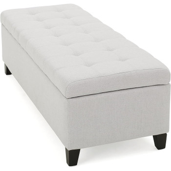 Christopher Knight Home Mission Fabric Storage Ottoman, Light Grey