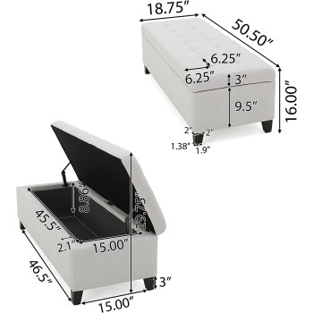 Christopher Knight Home Mission Fabric Storage Ottoman, Light Grey