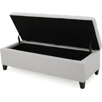 Christopher Knight Home Mission Fabric Storage Ottoman, Light Grey